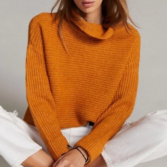 Anthropologie Pilcro Chunky Waffle Knit Cowl Neck Oversized Sweater - Picture 1 of 8